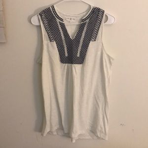 White with Blue stitching Tank